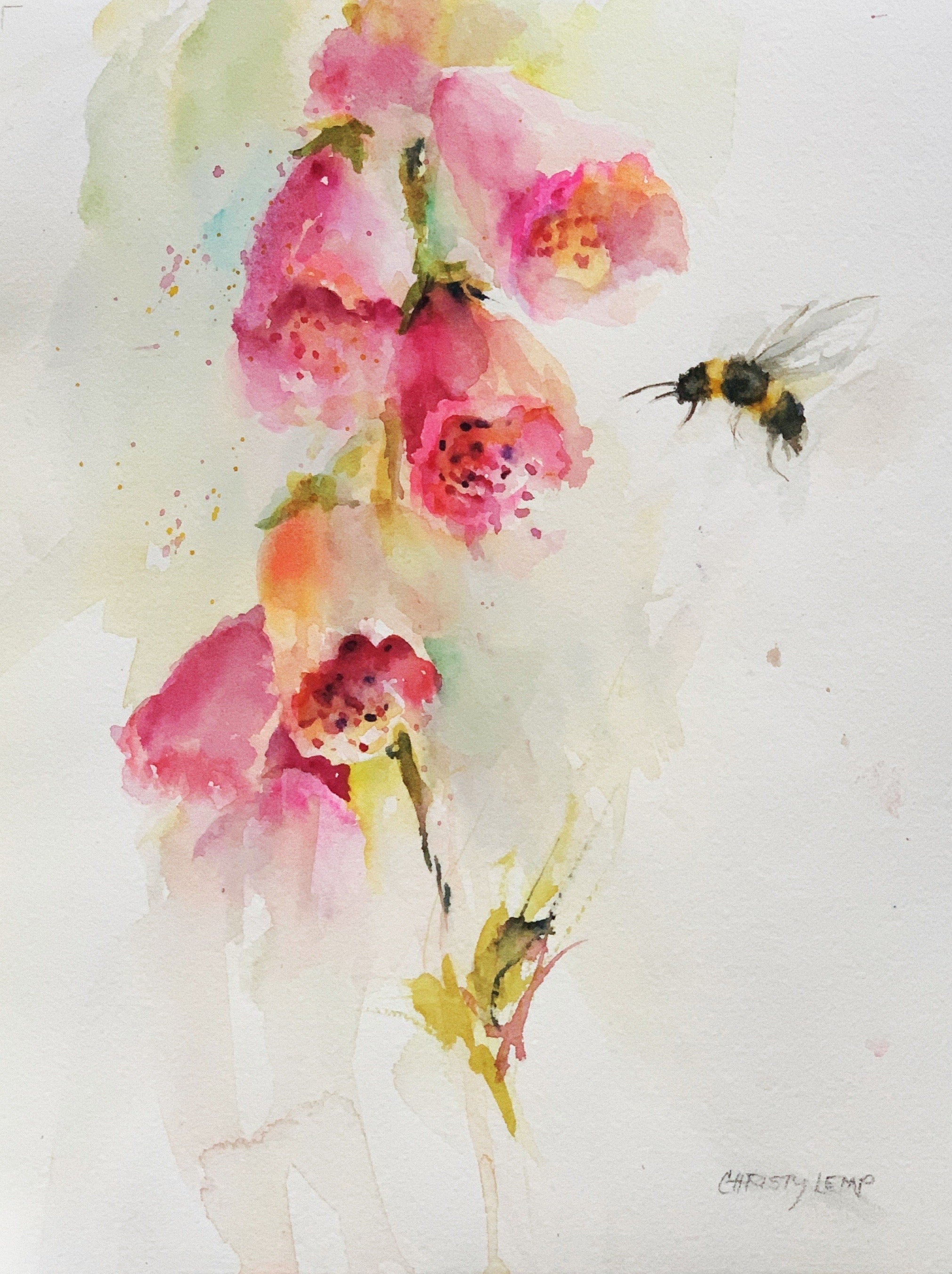 Barley the Bee and the Dandelion, popular Original watercolor painting, watercolor original, flower and bee art, nursery art, painting, lagasse